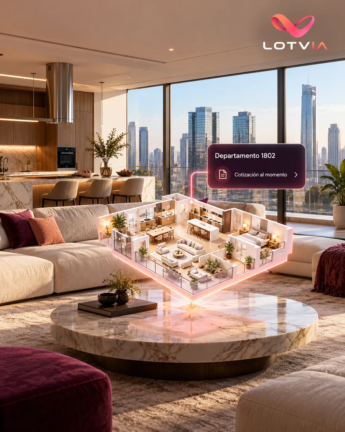 Departamento 1802 con su plano en 3D y una cotización al momento en Lotvia